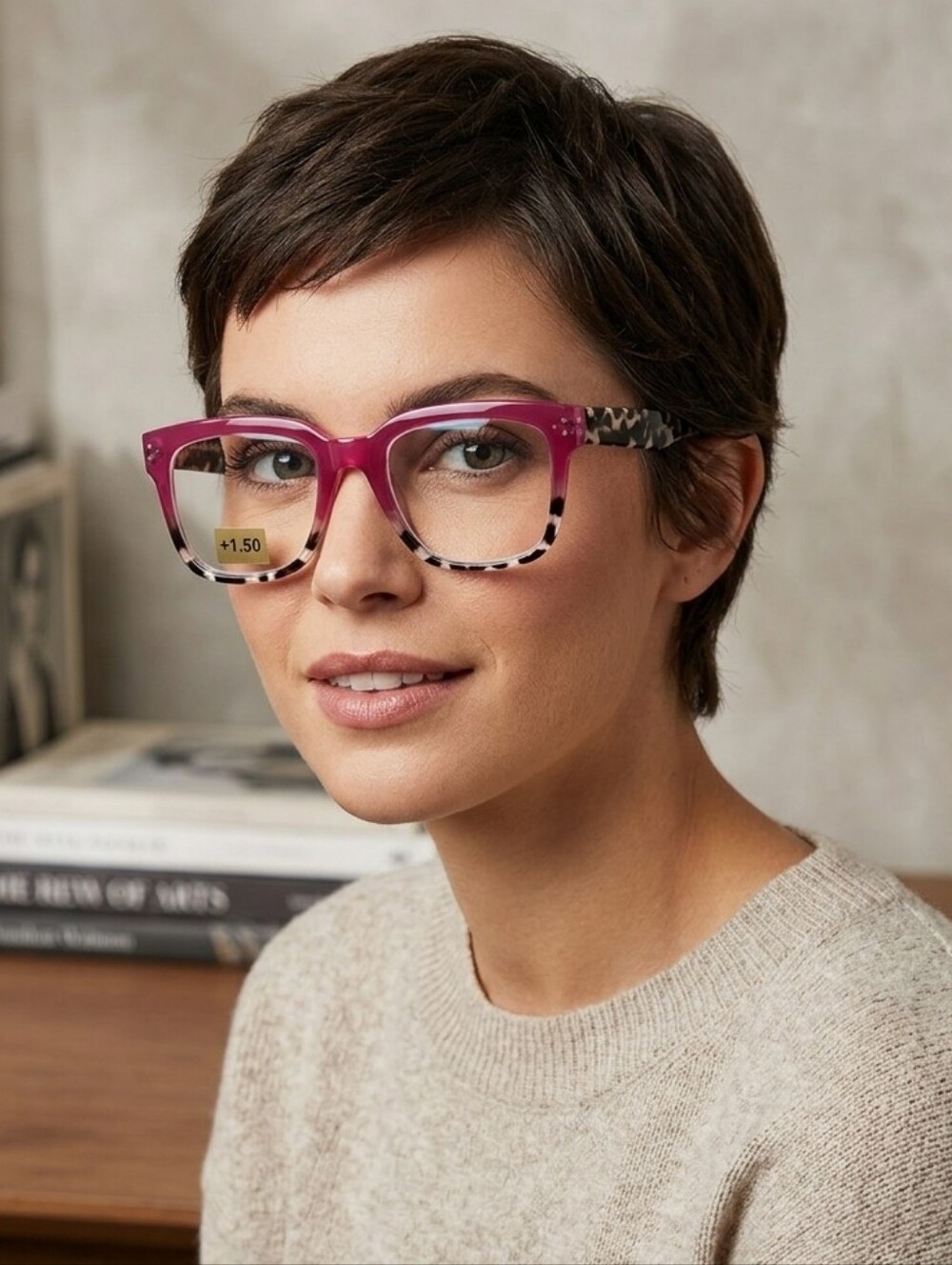 New🌹 Max Studio Pink Coral Tortoise Oversized Reading Glasses +1.50 Unisex
